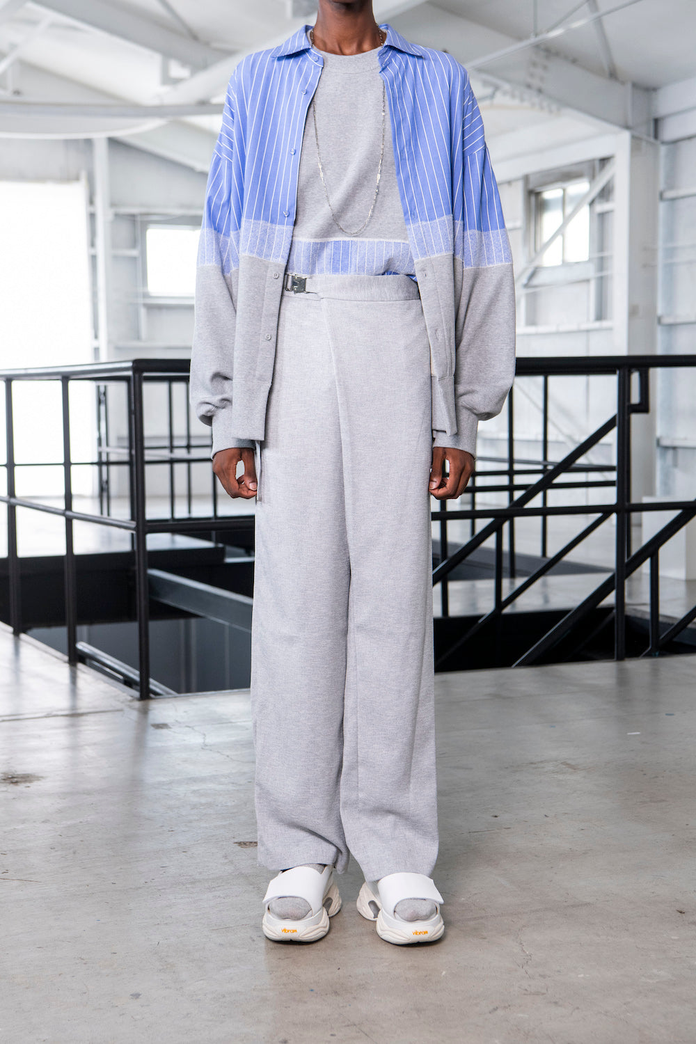 LB23SS-SH01-NDP | ニードルパンチドッキングシャツ | BLUESTRIPE×GRAY