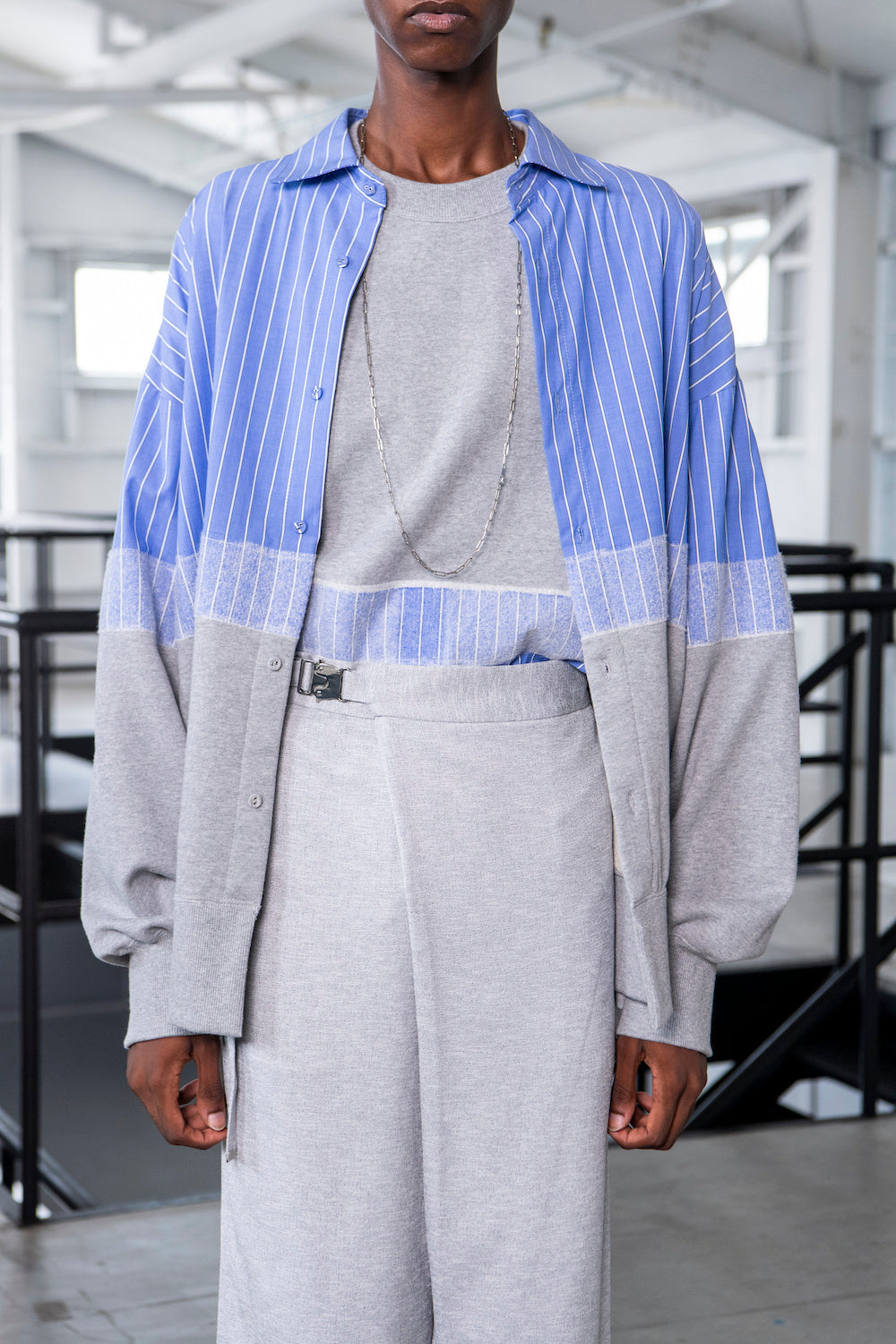 LB23SS-SH01-NDP | ニードルパンチドッキングシャツ | BLUESTRIPE×GRAY