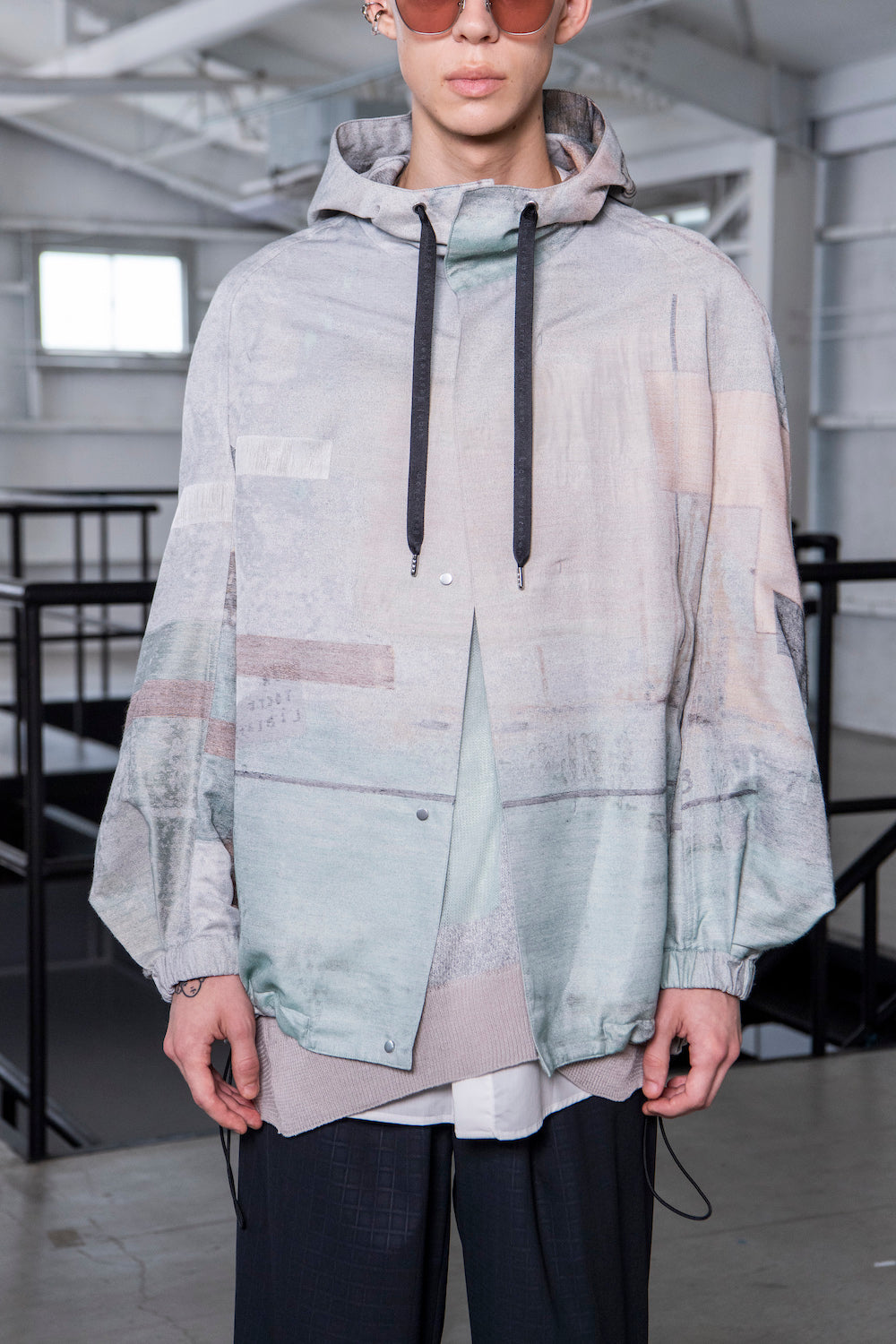 LB23SS-KNTE02 | インターシャハーフスリーブサマーニット | GRAY