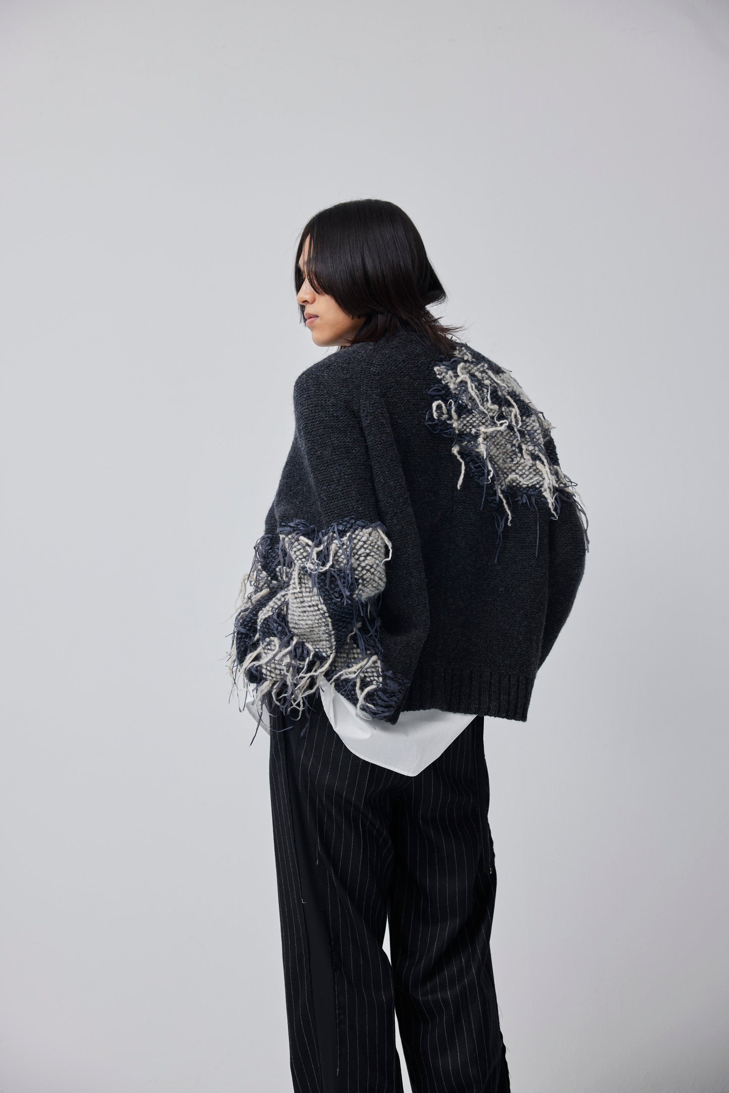 LB23AW-KN01-TRA-DA | Thread knitting intarsia sweater | IRON 