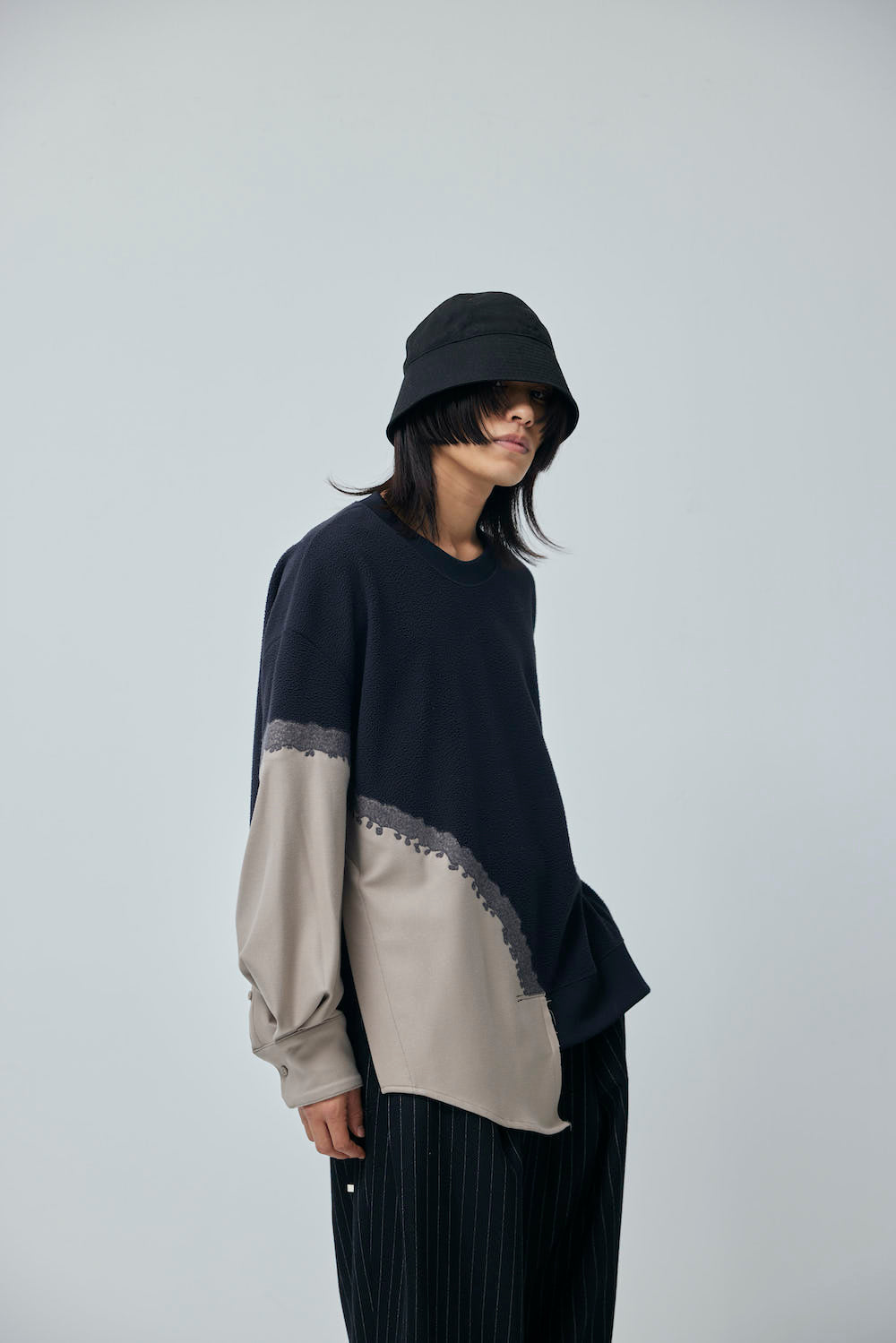 LB23AW-PO01-NDP-PL | Needle punch docking pullover | WOOD×BLACK