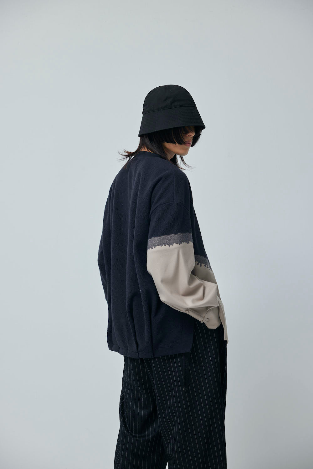 LB23AW-PO01-NDP-PL | Needle punch docking pullover | WOOD×BLACK