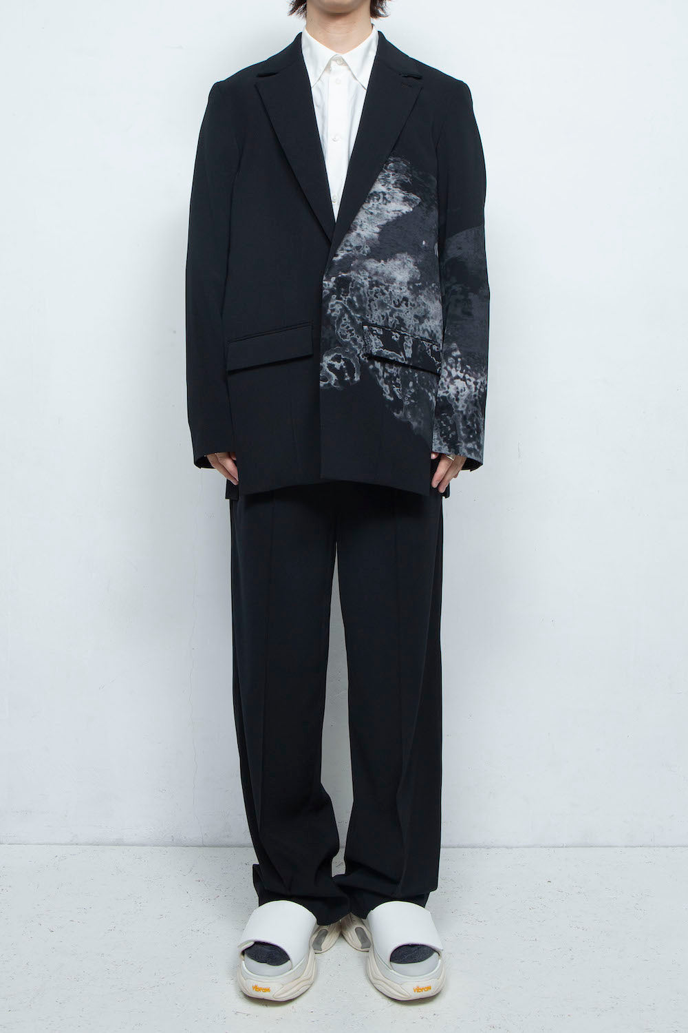 LB24SS-JK06-SLV-SRK | Art motif 2B tailored single jacket | BLACK 