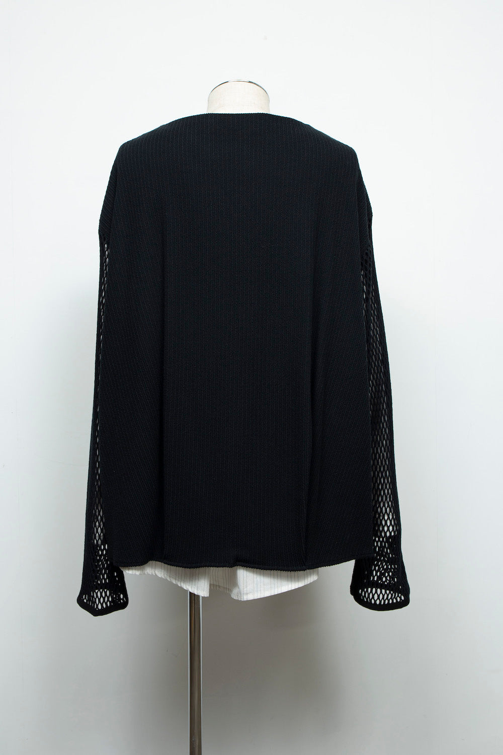 *Limited Color* LB24AW-PO06-FSJ | Faux Layer Boat Neck Pullover | BLACK×WHITE PIN STRIPE