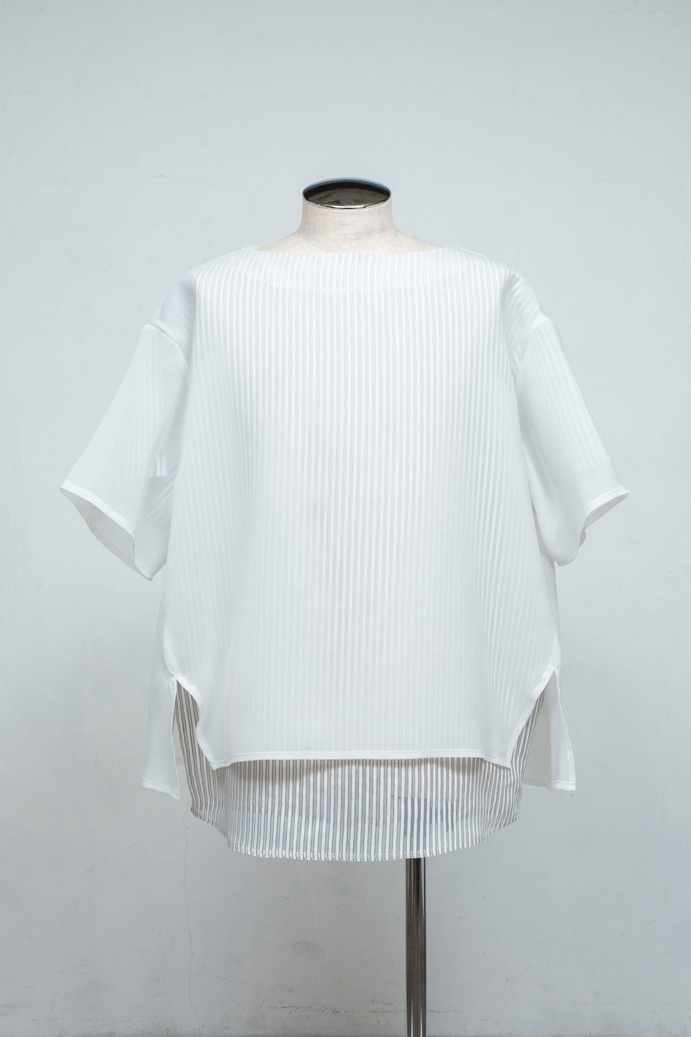 LB24SS-PO06-ETR | Boat neck fake layer pullover | WHITE 