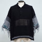 LB24SS-KNPS01-TRA-PS | Thread intarsia summer knit polo neck | BLACK 
