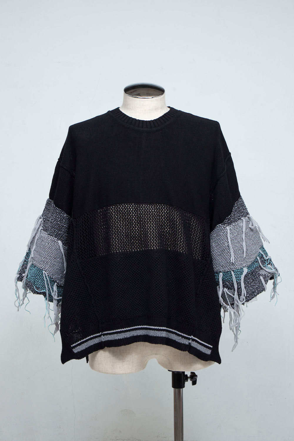 *Limited Edition* LB24SS-KNPS01-TRA-TE | Thread Intarsia Summer Knit Crew Neck | BLACK 