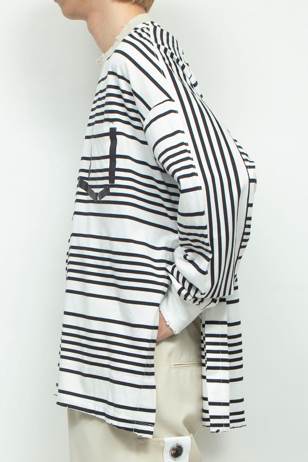 LB24AW-PO07-BOD | Taping Aid Damage Border Pullover | WHITE×ELFENBEIN