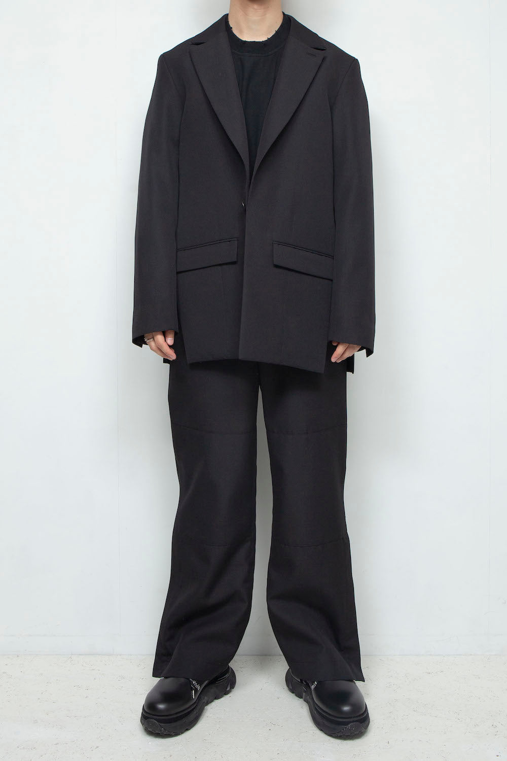 <LAST 1点> LB24AW-JK06-ADK | サイドベントテーラードジャケット | BLACK