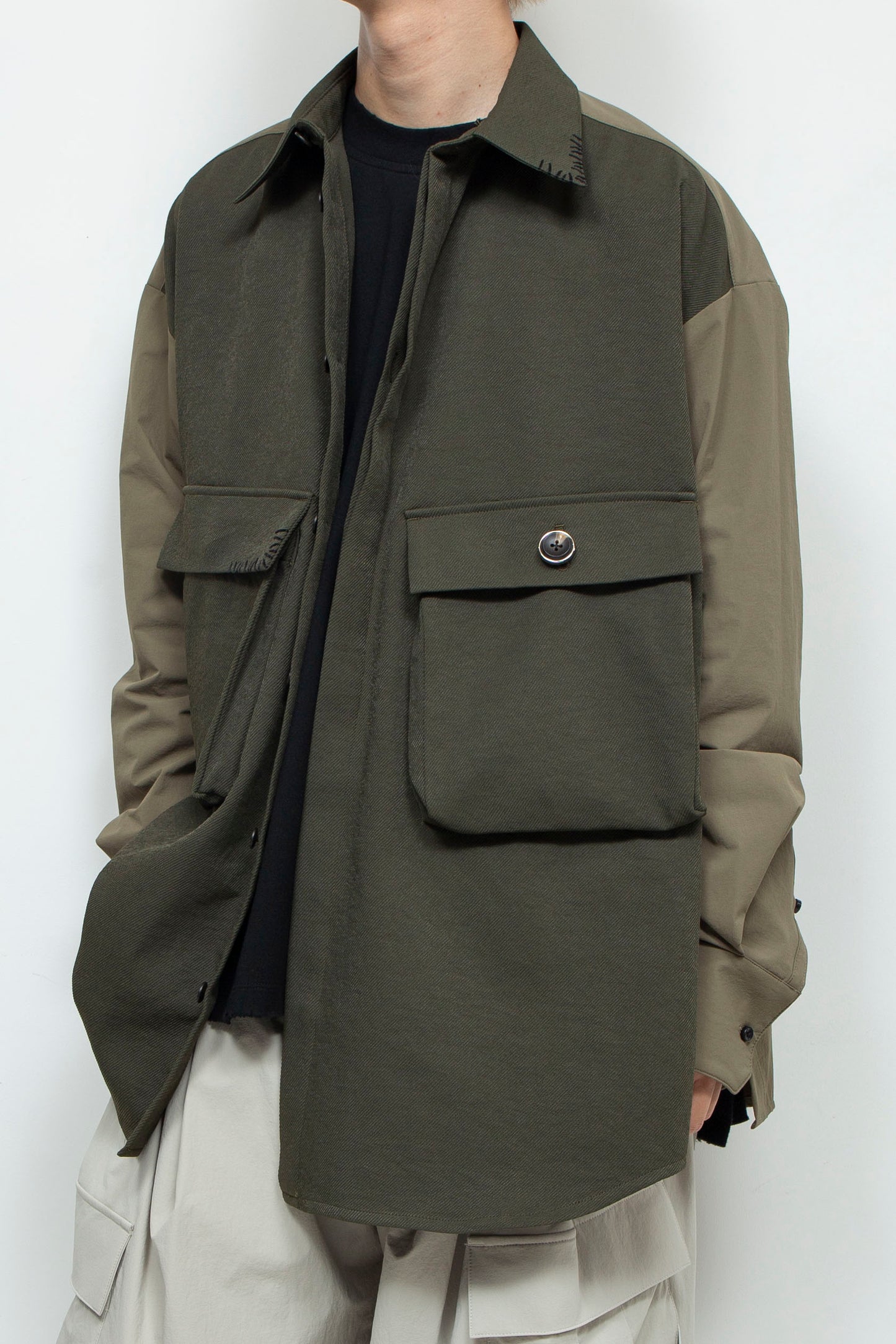 <LAST 1点> LB24AW-SH07-PAK-NBG | ハンドステッチCPOシャツジャケット | MOSS GREEN