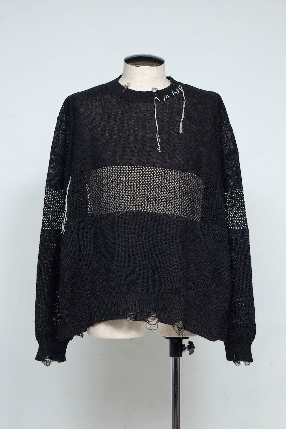 LB25SS-KNTE03 | ハンドステッチクラッシュドサマーニット | BLACK