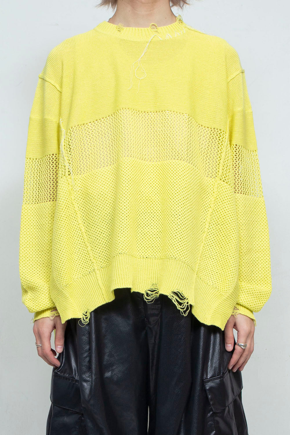 LB25SS-KNTE03 | ハンドステッチクラッシュドサマーニット | YELLOW