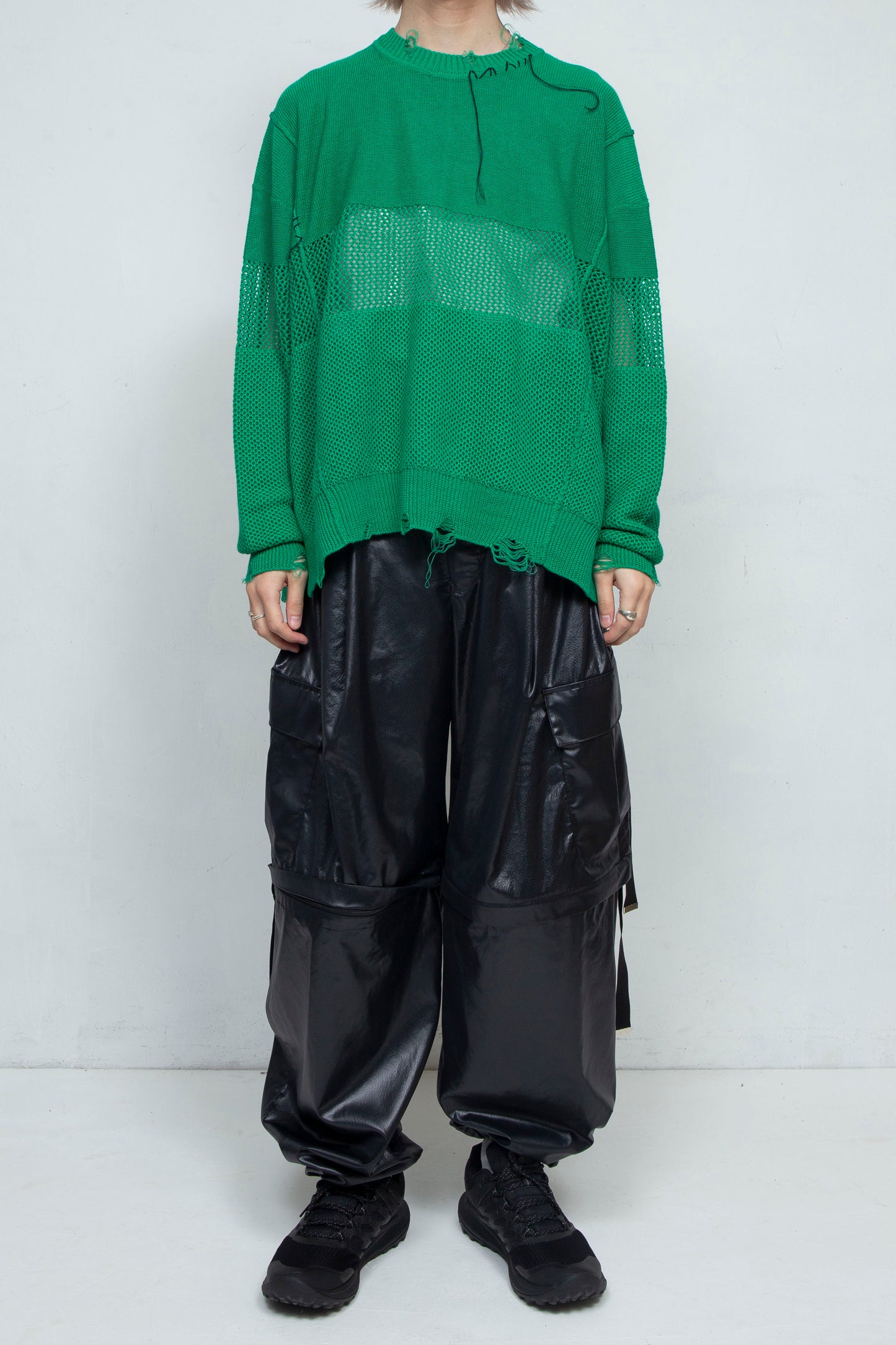 LB25SS-KNTE03 | ハンドステッチクラッシュドサマーニット | GREEN