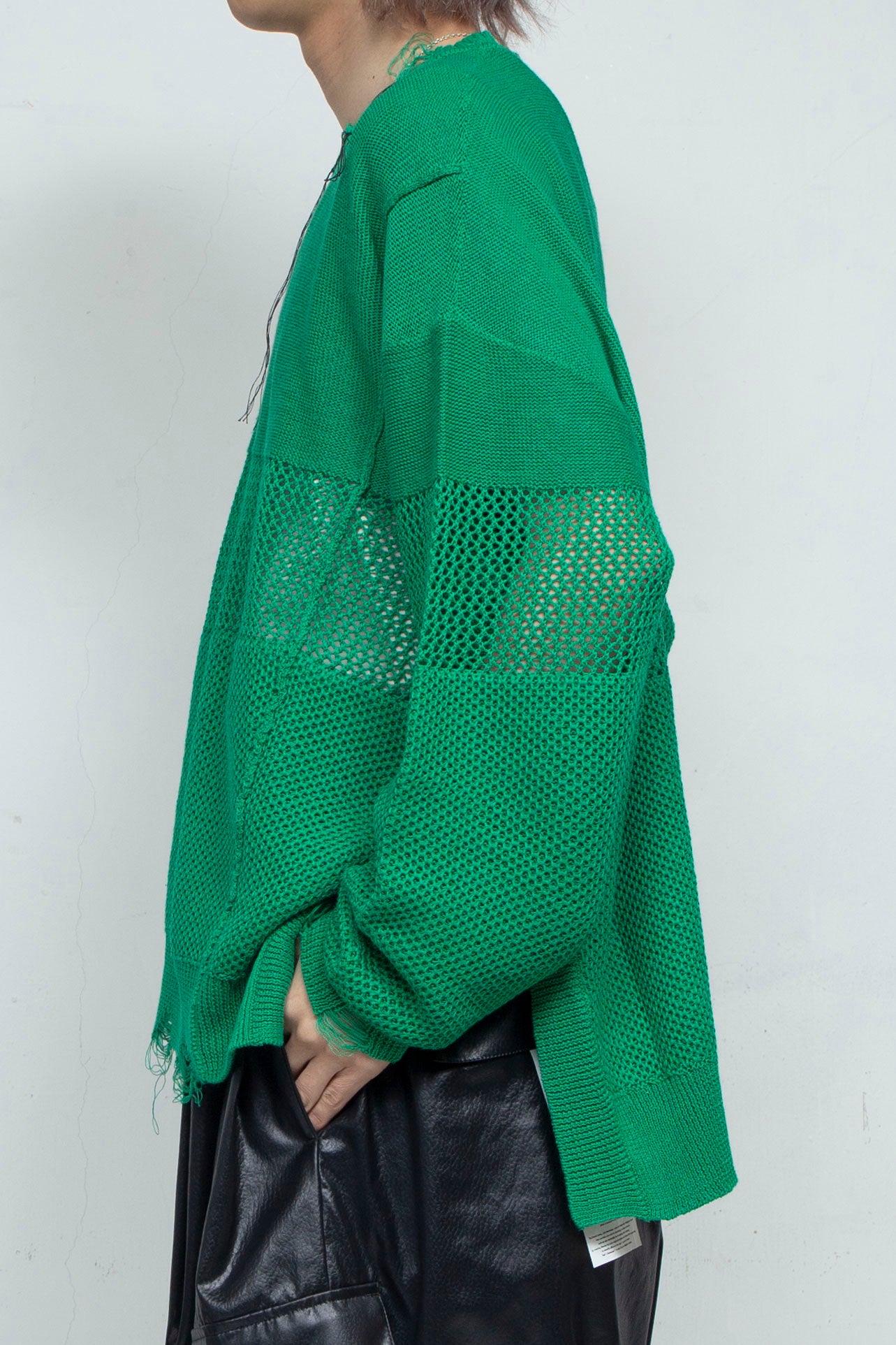 LB25SS-KNTE03 | ハンドステッチクラッシュドサマーニット | GREEN