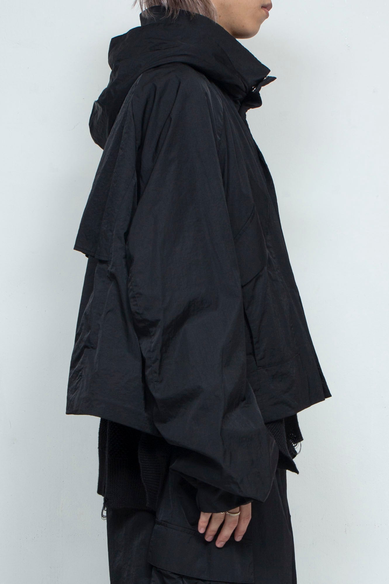 <LAST 1点> *限定ファブリック* LB25SS-BL03-HCVN | VINTAGE NYLON クロップドフードブルゾン   | BLACK