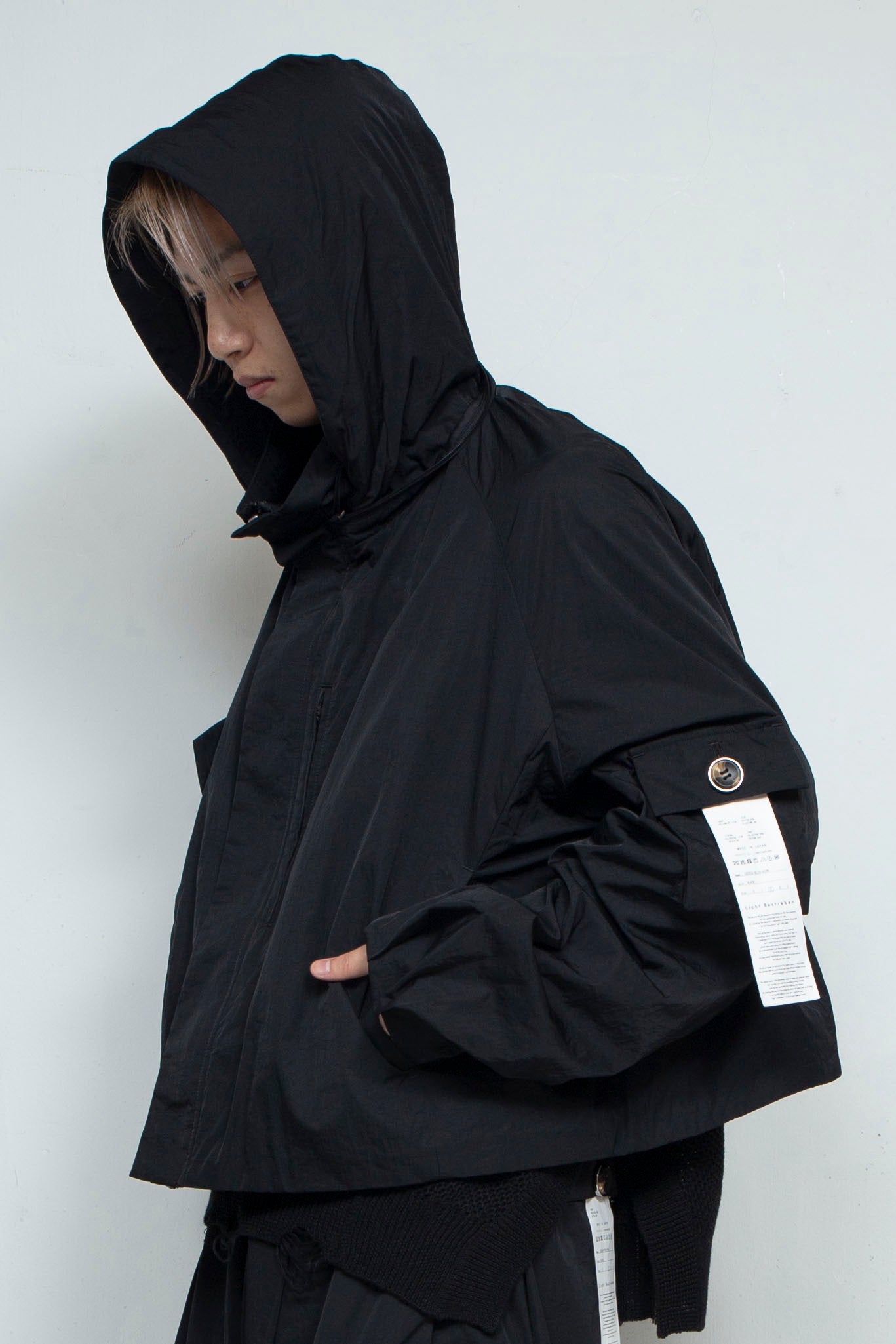 <LAST 1点> *限定ファブリック* LB25SS-BL03-HCVN | VINTAGE NYLON クロップドフードブルゾン   | BLACK