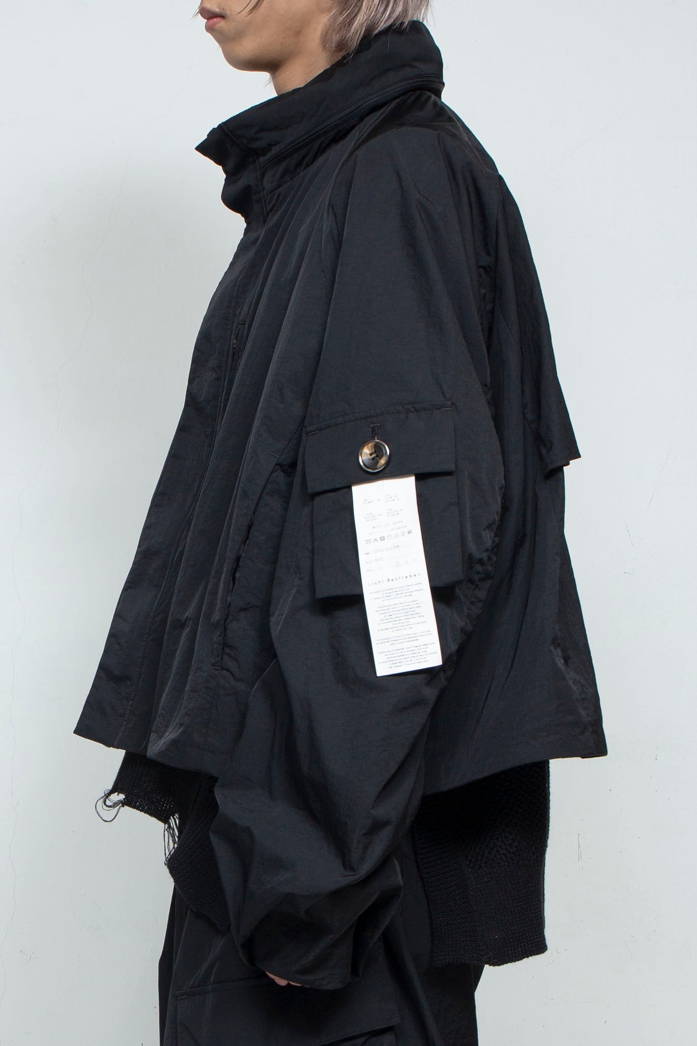 <LAST 1点> *限定ファブリック* LB25SS-BL03-HCVN | VINTAGE NYLON クロップドフードブルゾン   | BLACK