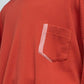 LB24SS-TE09-CPR-HP | 手绘褶皱罗纹针织侧开衩 T 恤 | 焦橙色