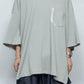 LB24SS-TE09-CPR-HP | Hand-painted pleated rib knit side vent T-shirt | SAND 