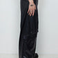 <LAST 1点> LB25AW-PT09-FFL | FAKE-FAKE LEATHER Ⅱ シンフラップバギートラウザー | BLACK