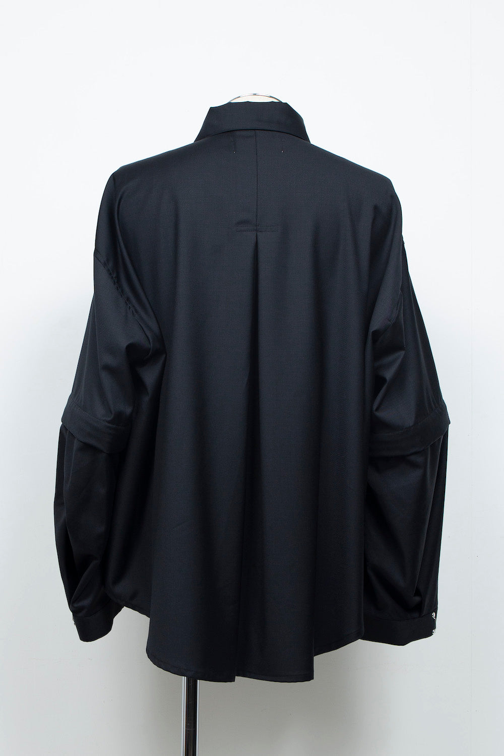 <LAST 1点> LB26AW-SH11-SCO |  SUPER140Sウール デタッチャブルスリーブシャツ | BLACK