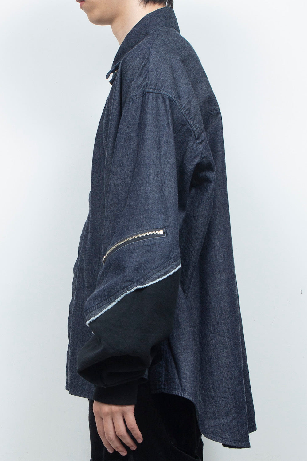 <last item> LB26AW-SH12-OWD | Light Ounce Denim Twist Sleeve Shirt | INDIGO WASHED</last>