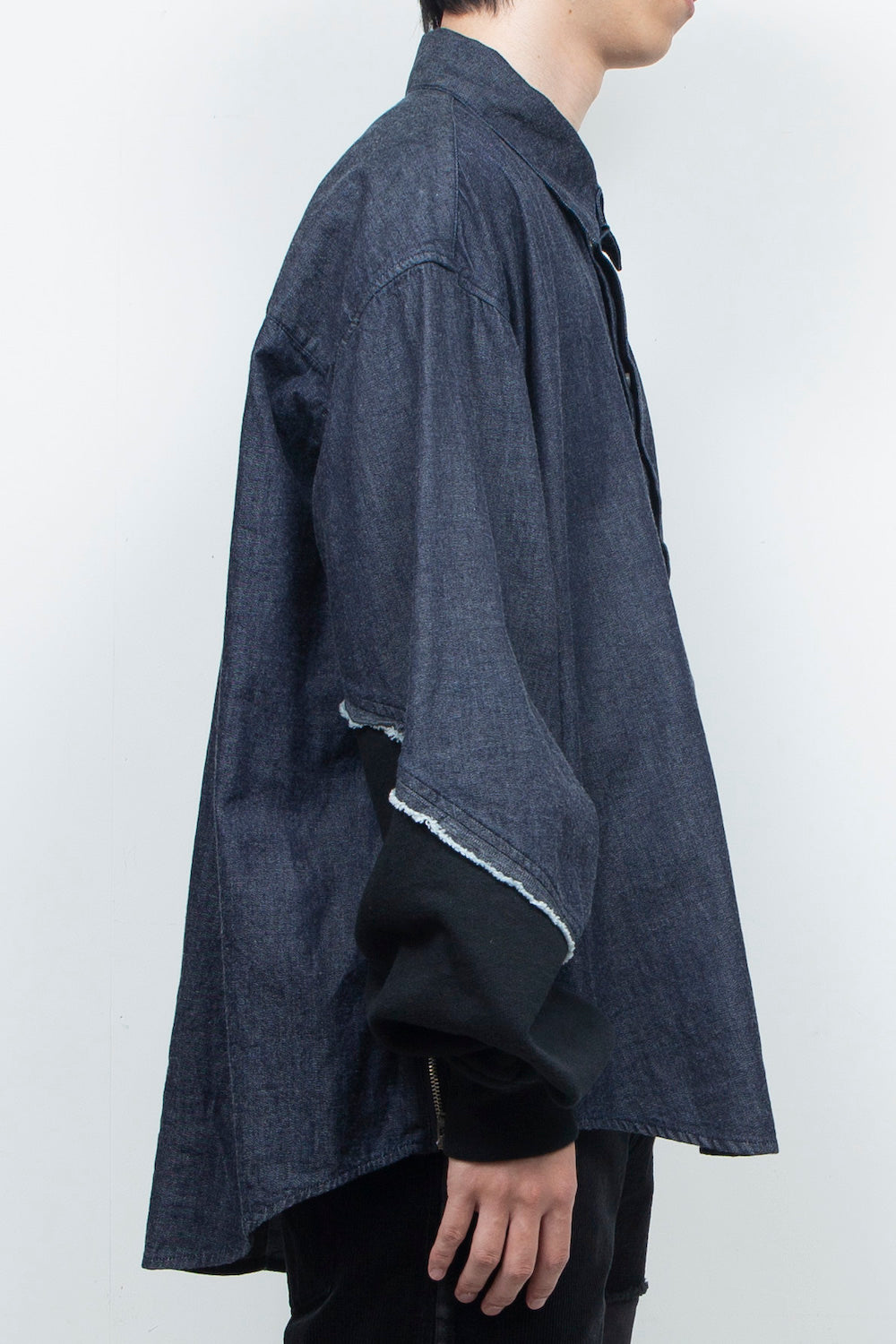 <last item> LB26AW-SH12-OWD | Light Ounce Denim Twist Sleeve Shirt | INDIGO WASHED</last>
