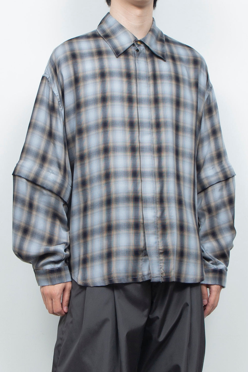 LB26AW-SH11-AMZ |  アムンゼン デタッチャブルスリーブシャツ | BLUE CHECK