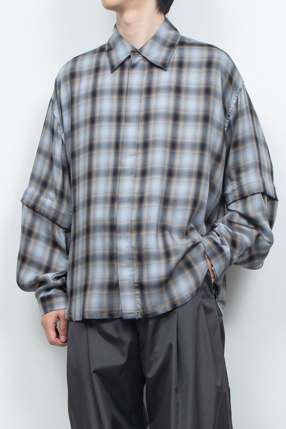 LB26AW-SH11-AMZ |  アムンゼン デタッチャブルスリーブシャツ | BLUE CHECK