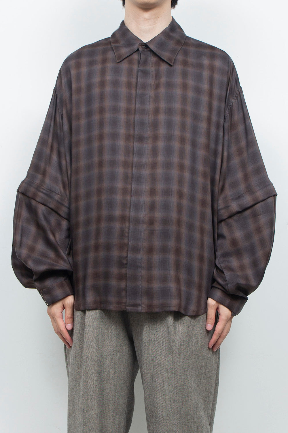 LB26AW-SH11-AMZ |  アムンゼン デタッチャブルスリーブシャツ | BROWN CHECK