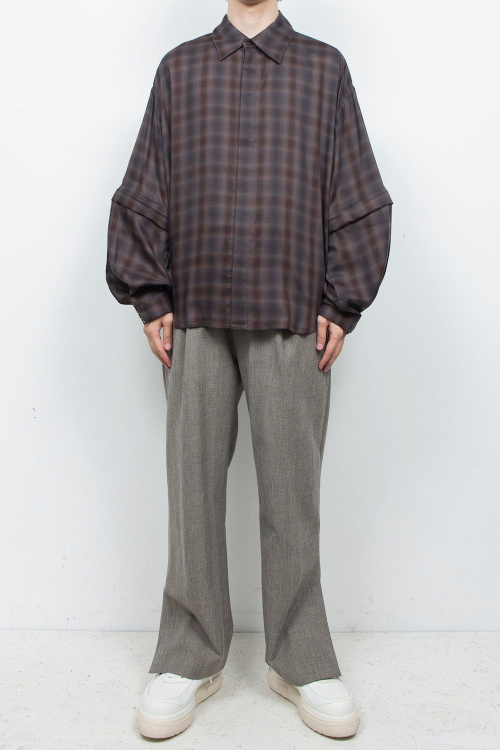 LB26AW-SH11-AMZ |  アムンゼン デタッチャブルスリーブシャツ | BROWN CHECK