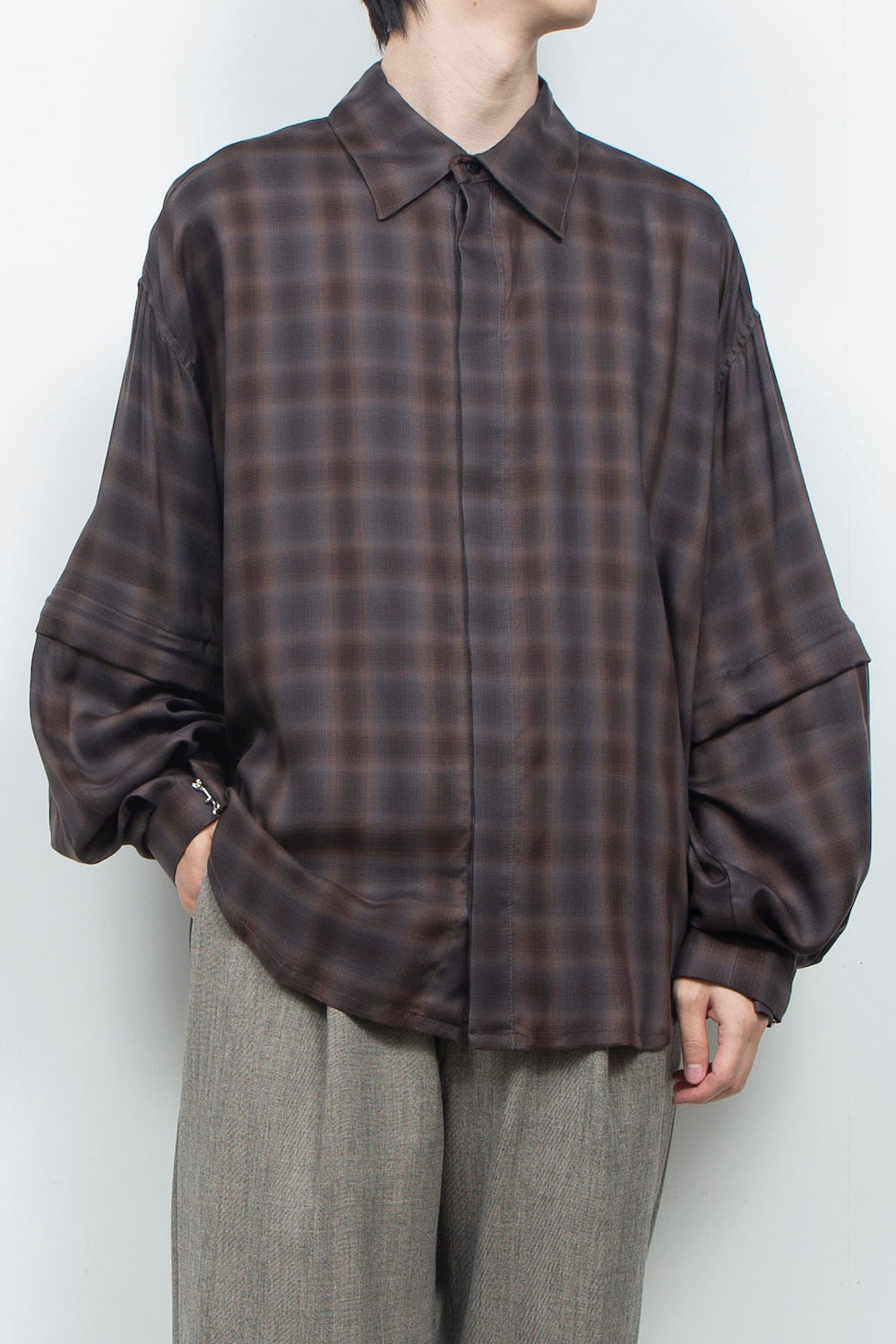 LB26AW-SH11-AMZ |  アムンゼン デタッチャブルスリーブシャツ | BROWN CHECK
