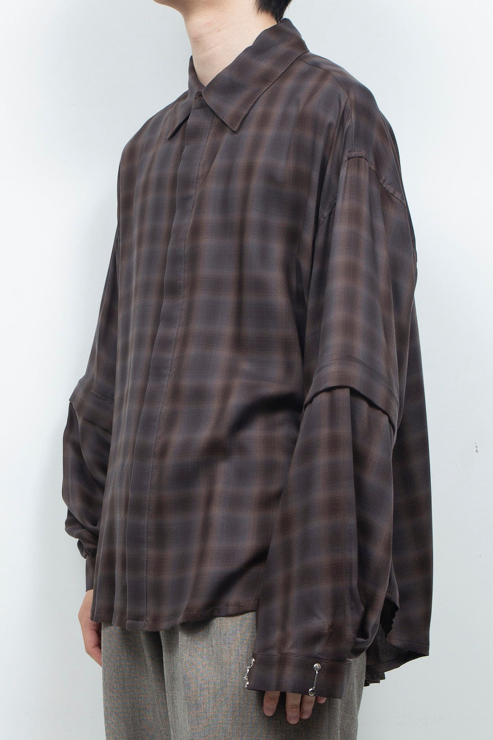 LB26AW-SH11-AMZ |  アムンゼン デタッチャブルスリーブシャツ | BROWN CHECK