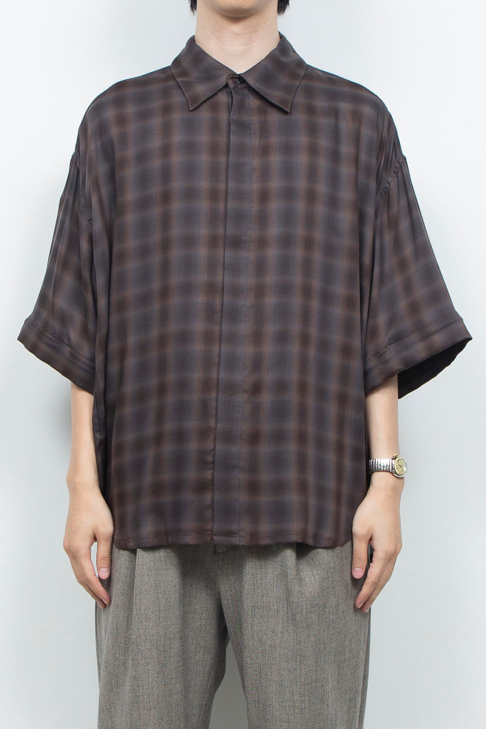 LB26AW-SH11-AMZ |  アムンゼン デタッチャブルスリーブシャツ | BROWN CHECK