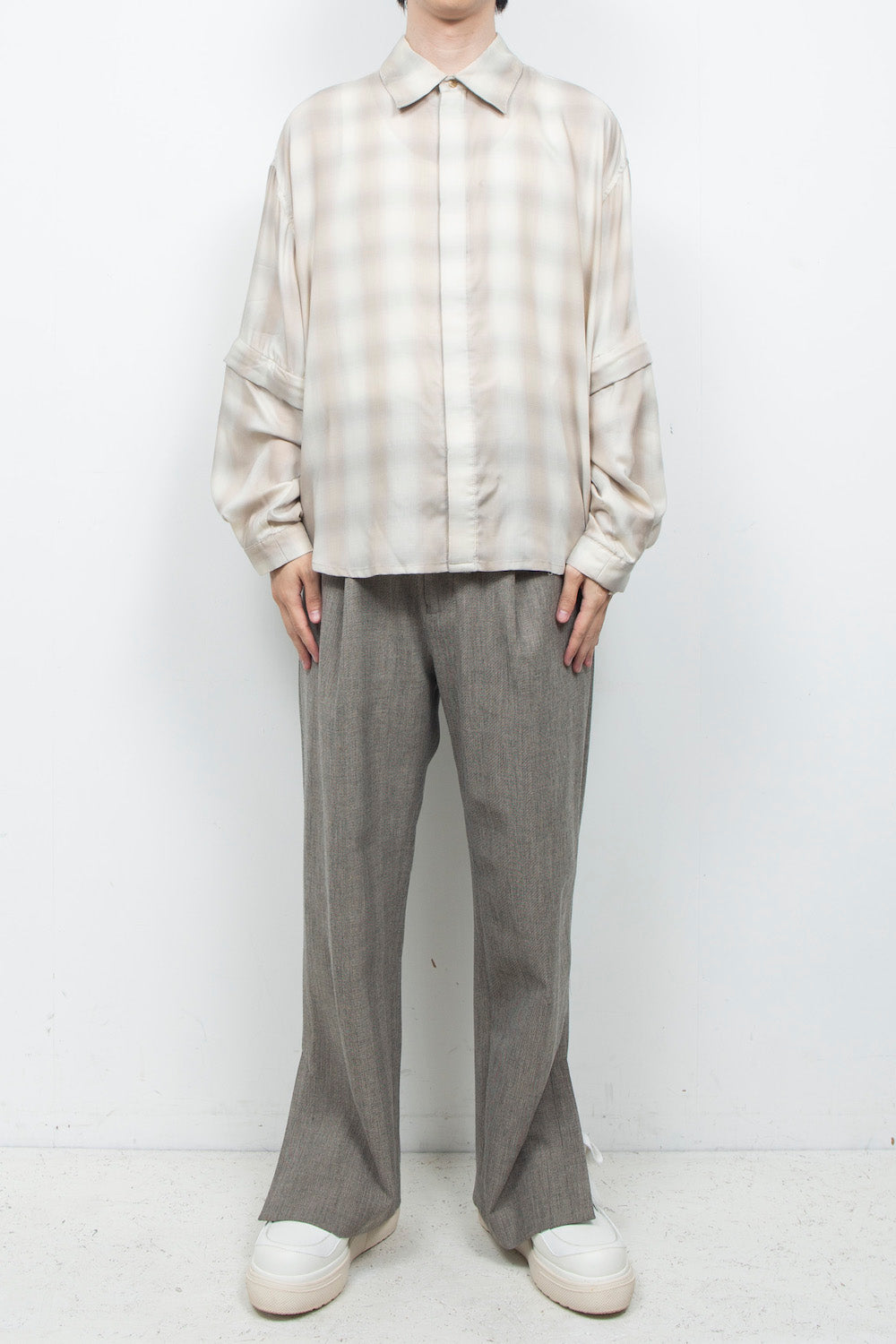 LB26AW-SH11-AMZ |  アムンゼン デタッチャブルスリーブシャツ | BEIGE CHECK