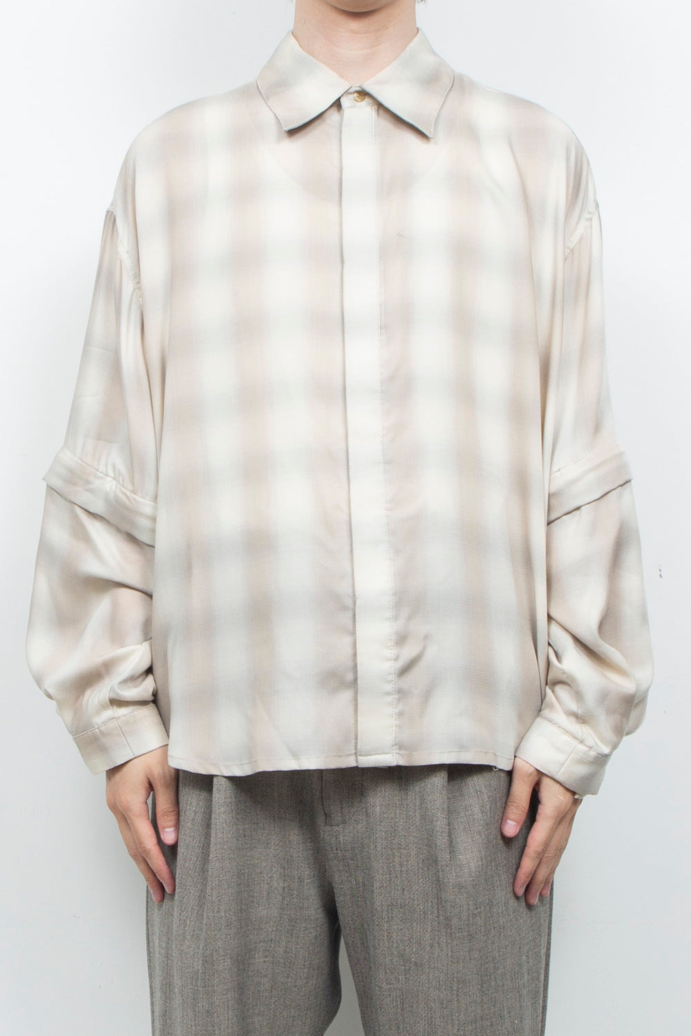 LB26AW-SH11-AMZ |  アムンゼン デタッチャブルスリーブシャツ | BEIGE CHECK