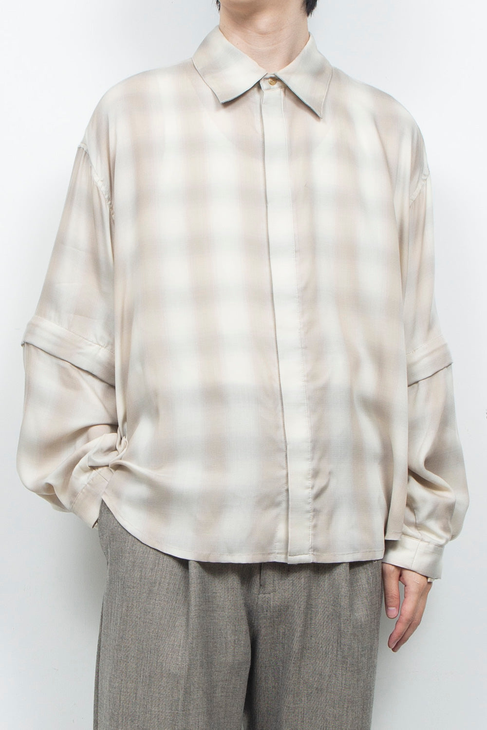 LB26AW-SH11-AMZ |  アムンゼン デタッチャブルスリーブシャツ | BEIGE CHECK