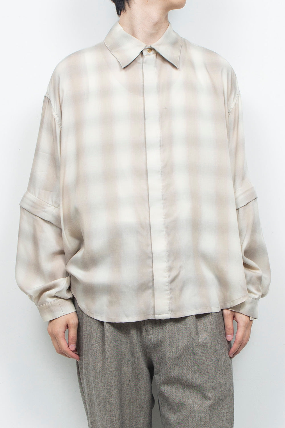 LB26AW-SH11-AMZ |  アムンゼン デタッチャブルスリーブシャツ | BEIGE CHECK