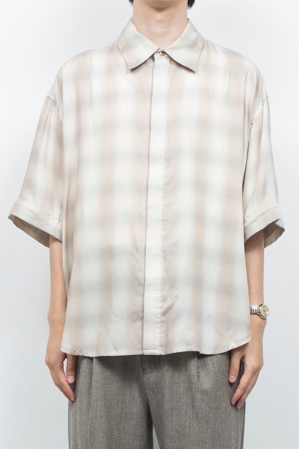 LB26AW-SH11-AMZ |  アムンゼン デタッチャブルスリーブシャツ | BEIGE CHECK