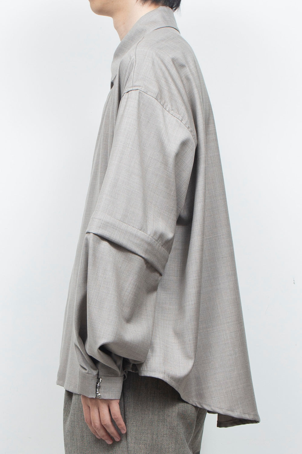 LB26AW-SH11-SCO |  SUPER140Sウール デタッチャブルスリーブシャツ | TOP GRAY