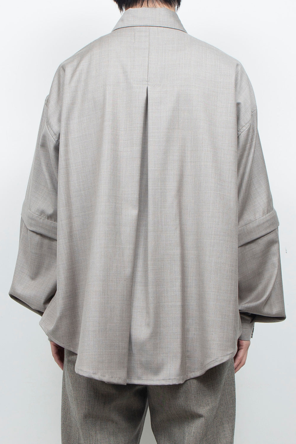 LB26AW-SH11-SCO |  SUPER140Sウール デタッチャブルスリーブシャツ | TOP GRAY