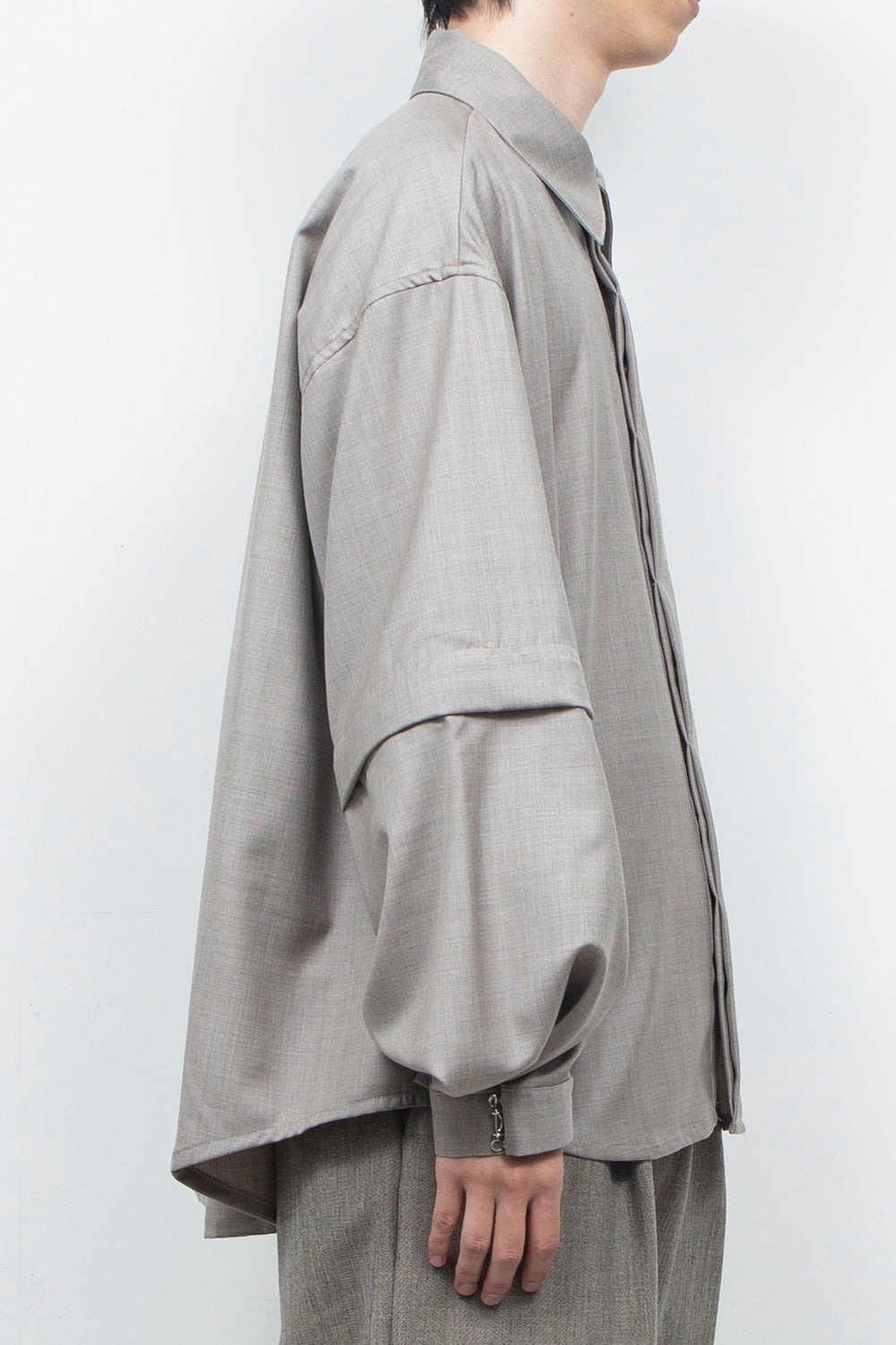 LB26AW-SH11-SCO |  SUPER140Sウール デタッチャブルスリーブシャツ | TOP GRAY