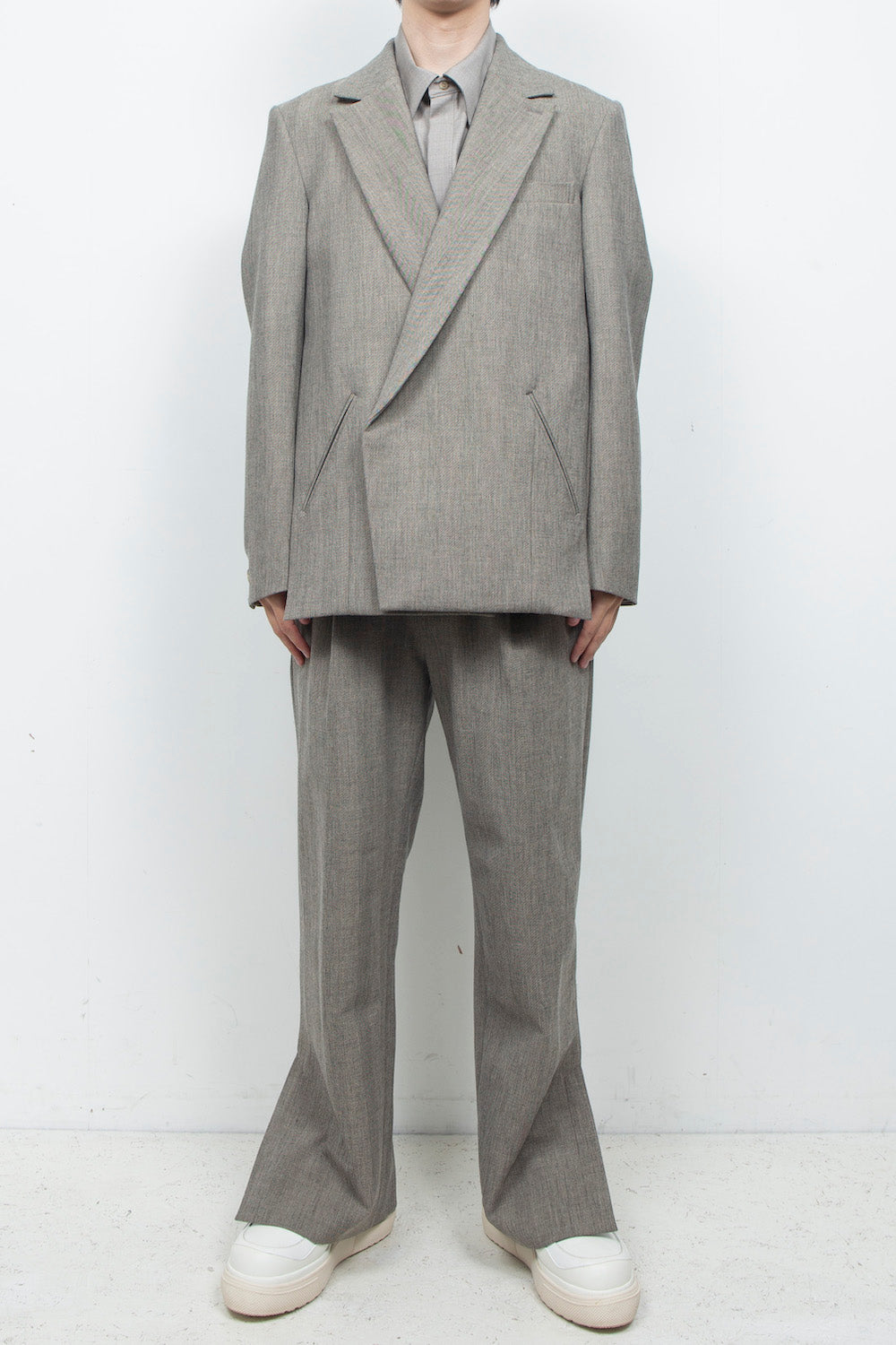 <LAST 1点> LB26AW-JK11-LTD | ノッチドラペルダブルブレストテーラードジャケット | HERRINGBONE GR