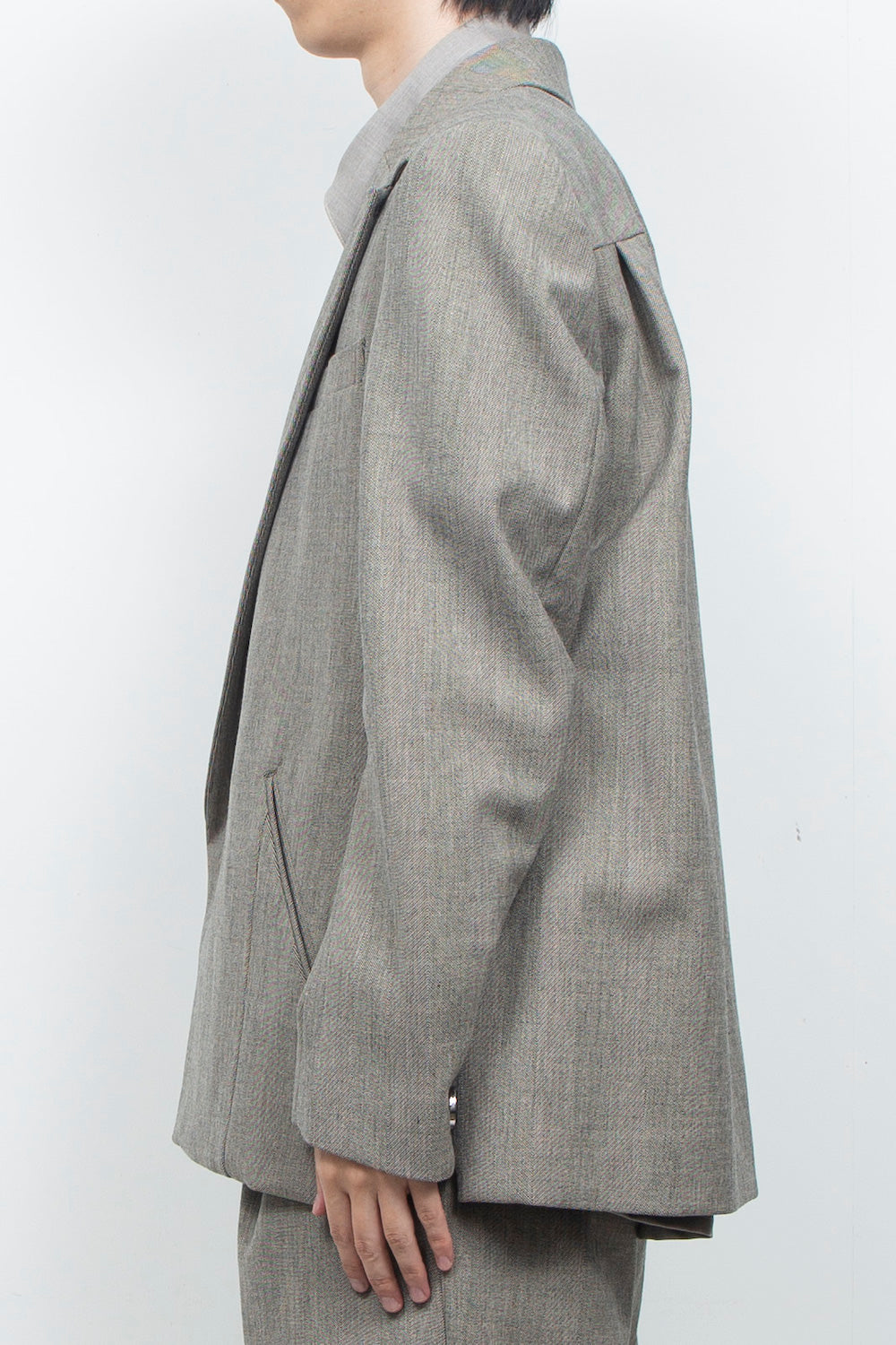 <LAST 1点> LB26AW-JK11-LTD | ノッチドラペルダブルブレストテーラードジャケット | HERRINGBONE GR