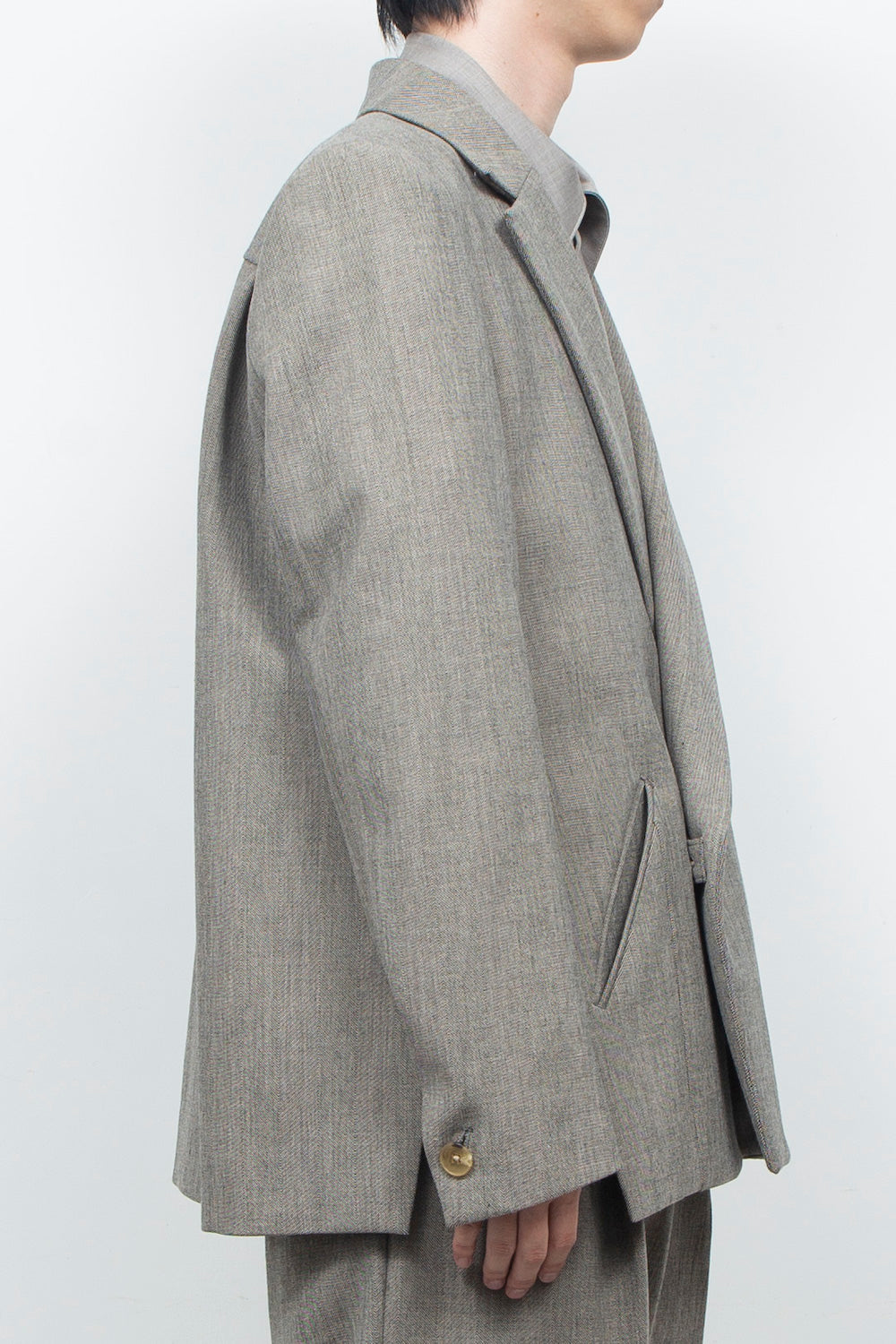<LAST 1点> LB26AW-JK11-LTD | ノッチドラペルダブルブレストテーラードジャケット | HERRINGBONE GR