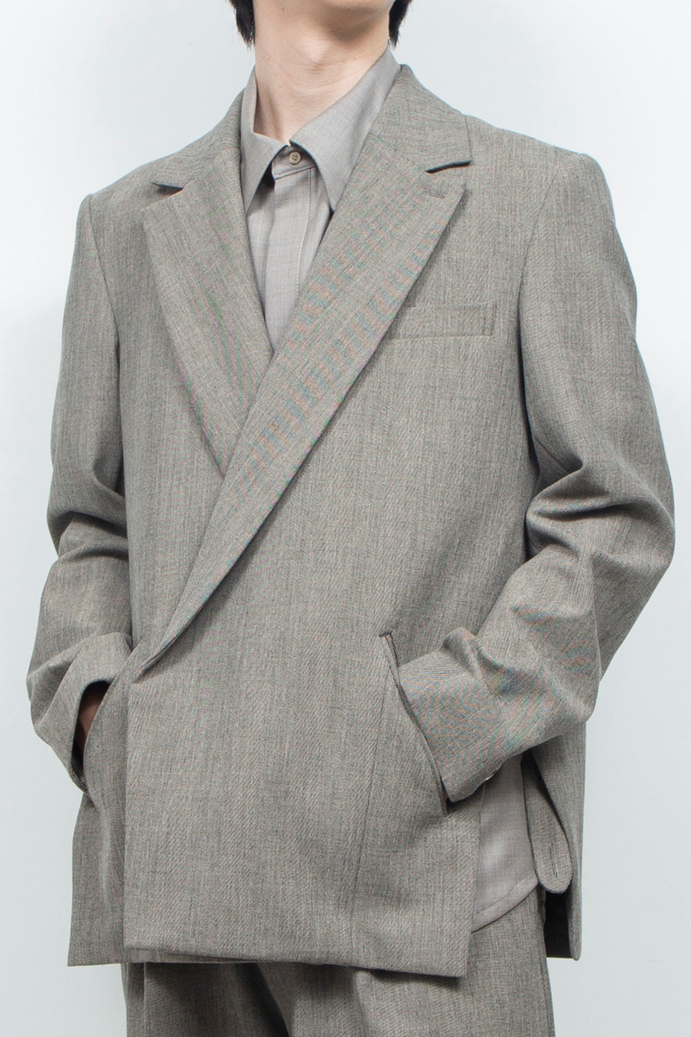 <LAST 1点> LB26AW-JK11-LTD | ノッチドラペルダブルブレストテーラードジャケット | HERRINGBONE GR