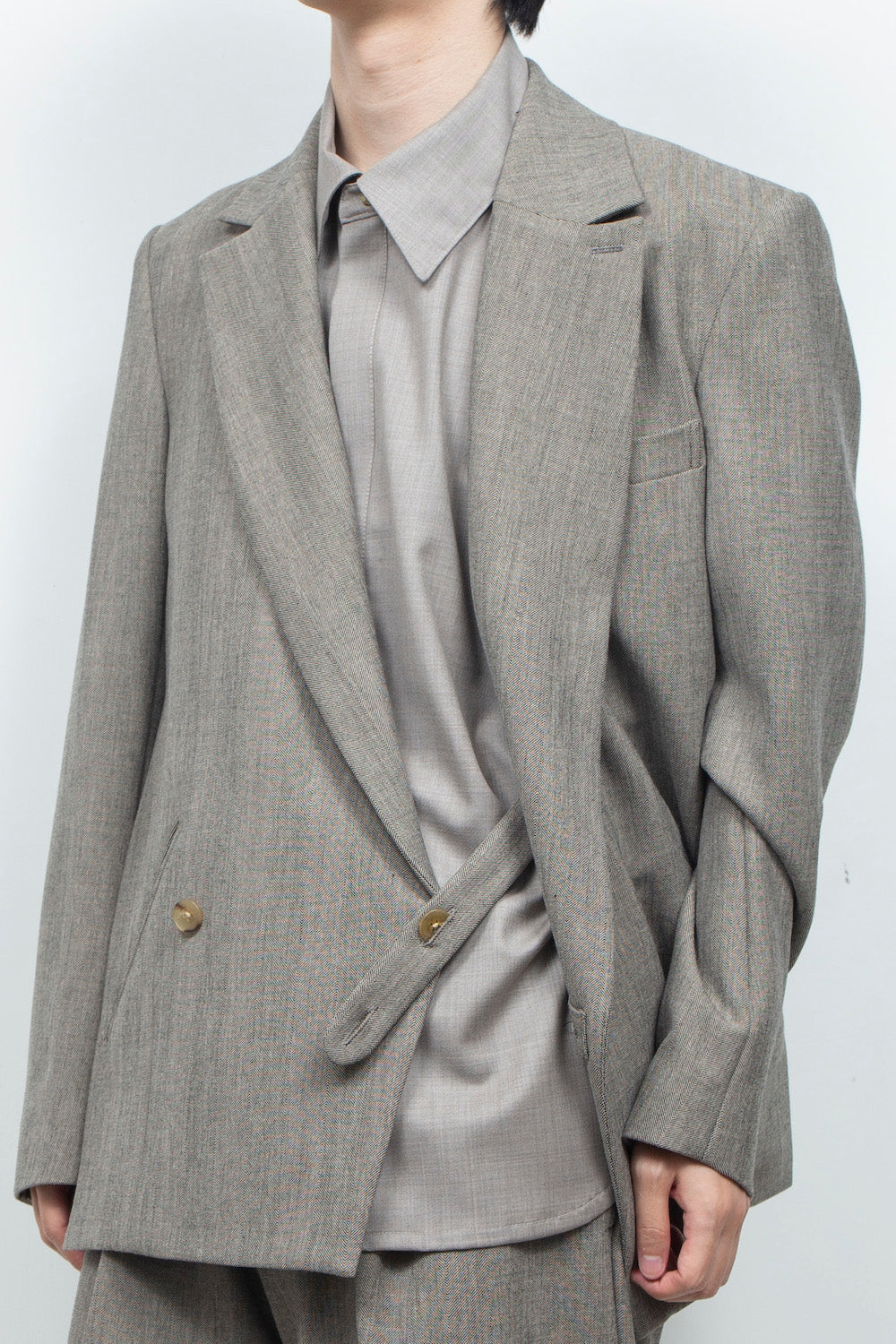 <LAST 1点> LB26AW-JK11-LTD | ノッチドラペルダブルブレストテーラードジャケット | HERRINGBONE GR