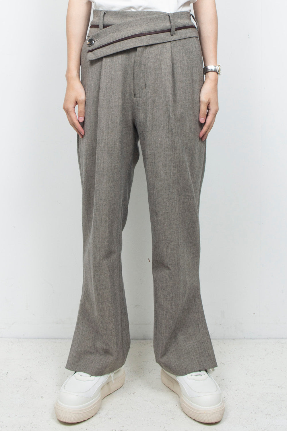 <LAST 1点> LB26AW-PT11-LTD | ダブルクロスリュクスツイード ツイステッドウエストトラウザー | HERRINGBONE GR