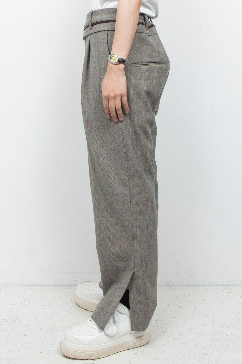 <LAST 1点> LB26AW-PT11-LTD | ダブルクロスリュクスツイード ツイステッドウエストトラウザー | HERRINGBONE GR