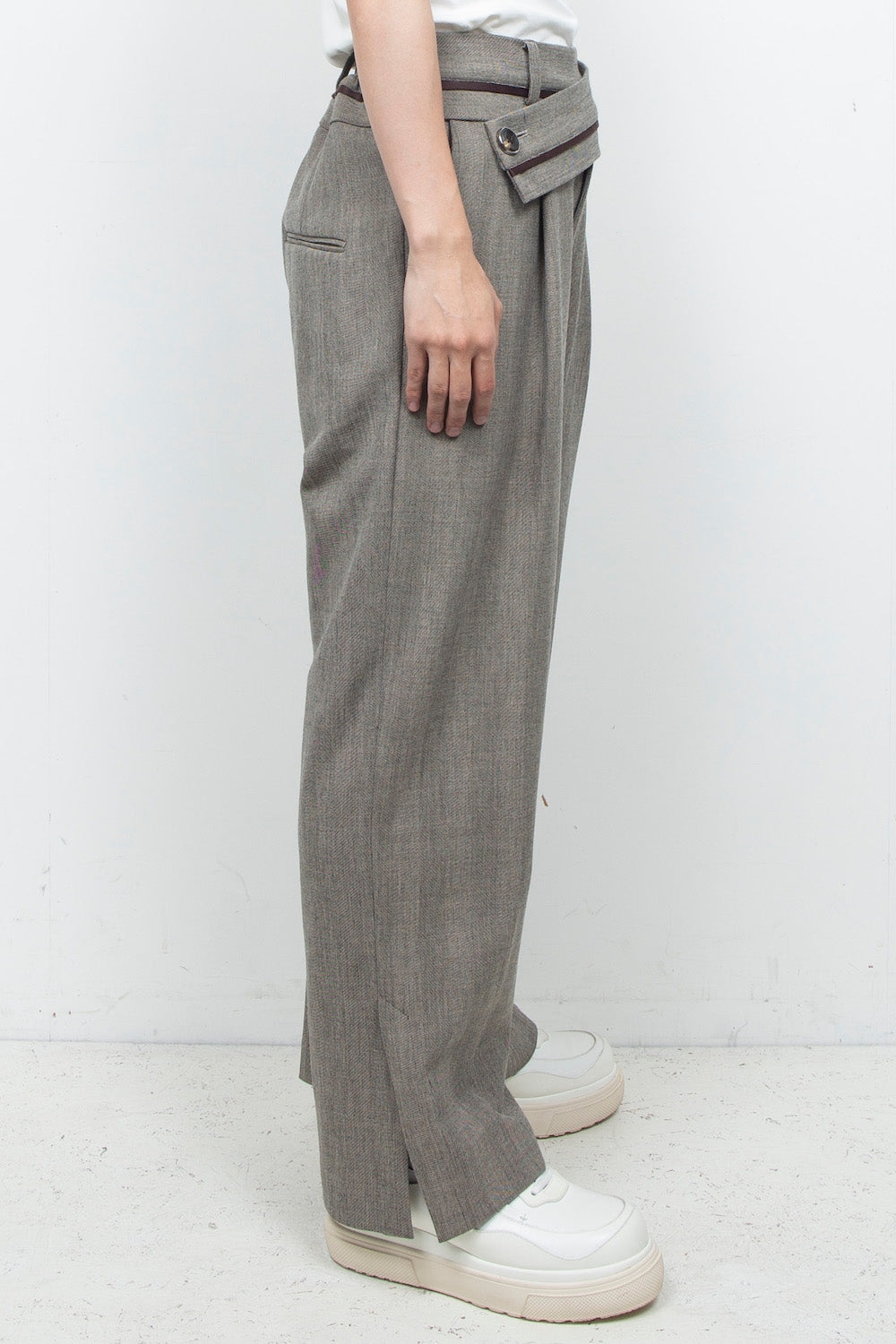 <LAST 1点> LB26AW-PT11-LTD | ダブルクロスリュクスツイード ツイステッドウエストトラウザー | HERRINGBONE GR